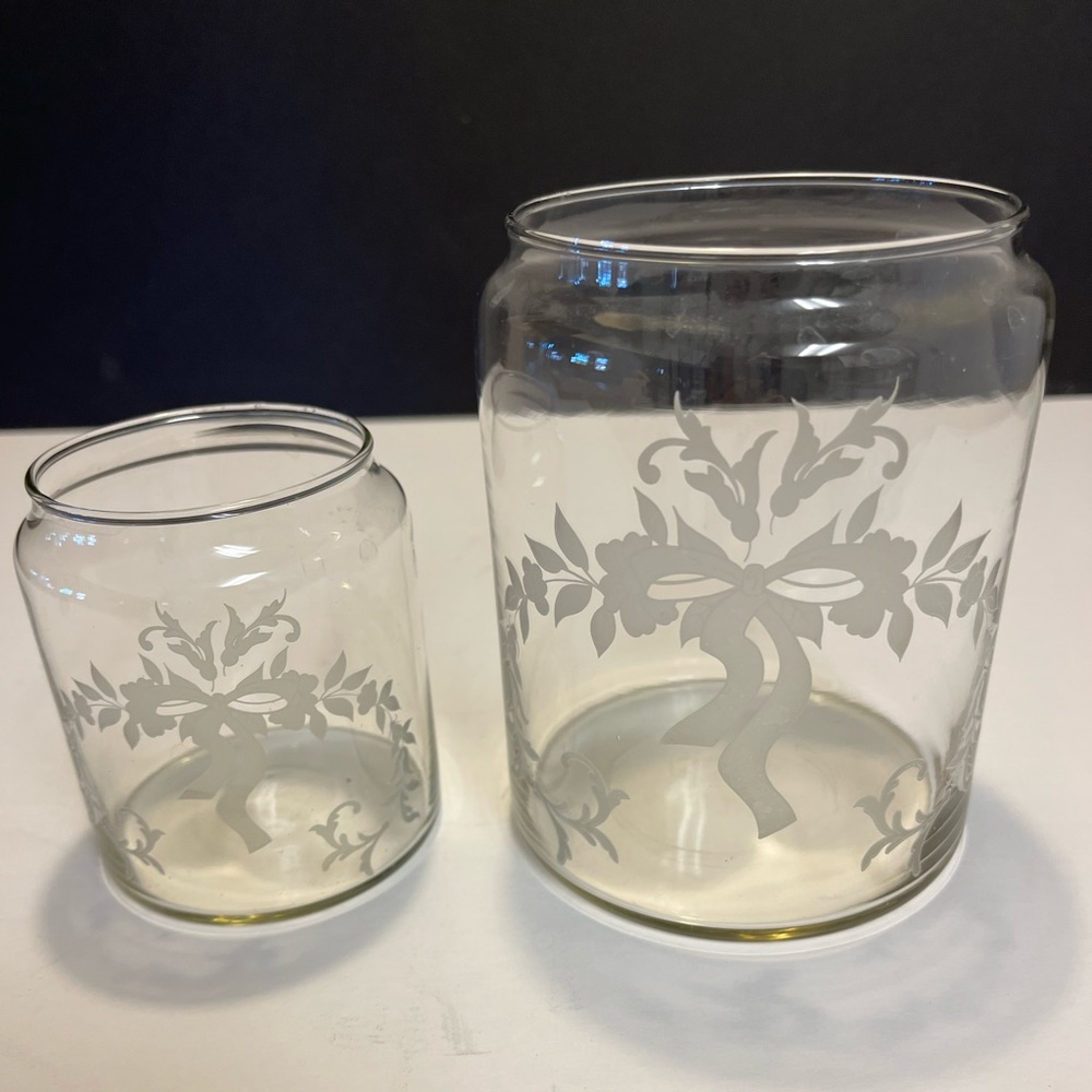 Etched Vanity Jars, Set of 2